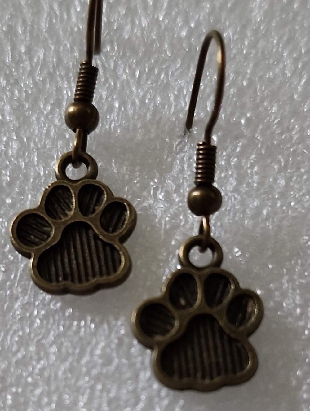 Hand Crafted Antique Bronze Paw Print Earrings